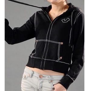 True Religion Black zip up hoodie jacket